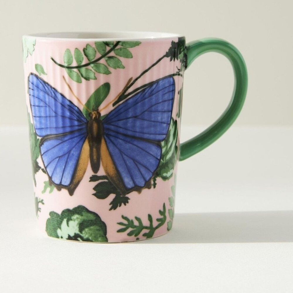 NWT Anthropologie Athalia Butterfly Mug Pink